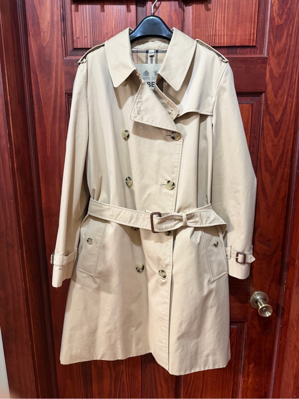Burberry Beige Double-Breasted Trench Coat with Belt